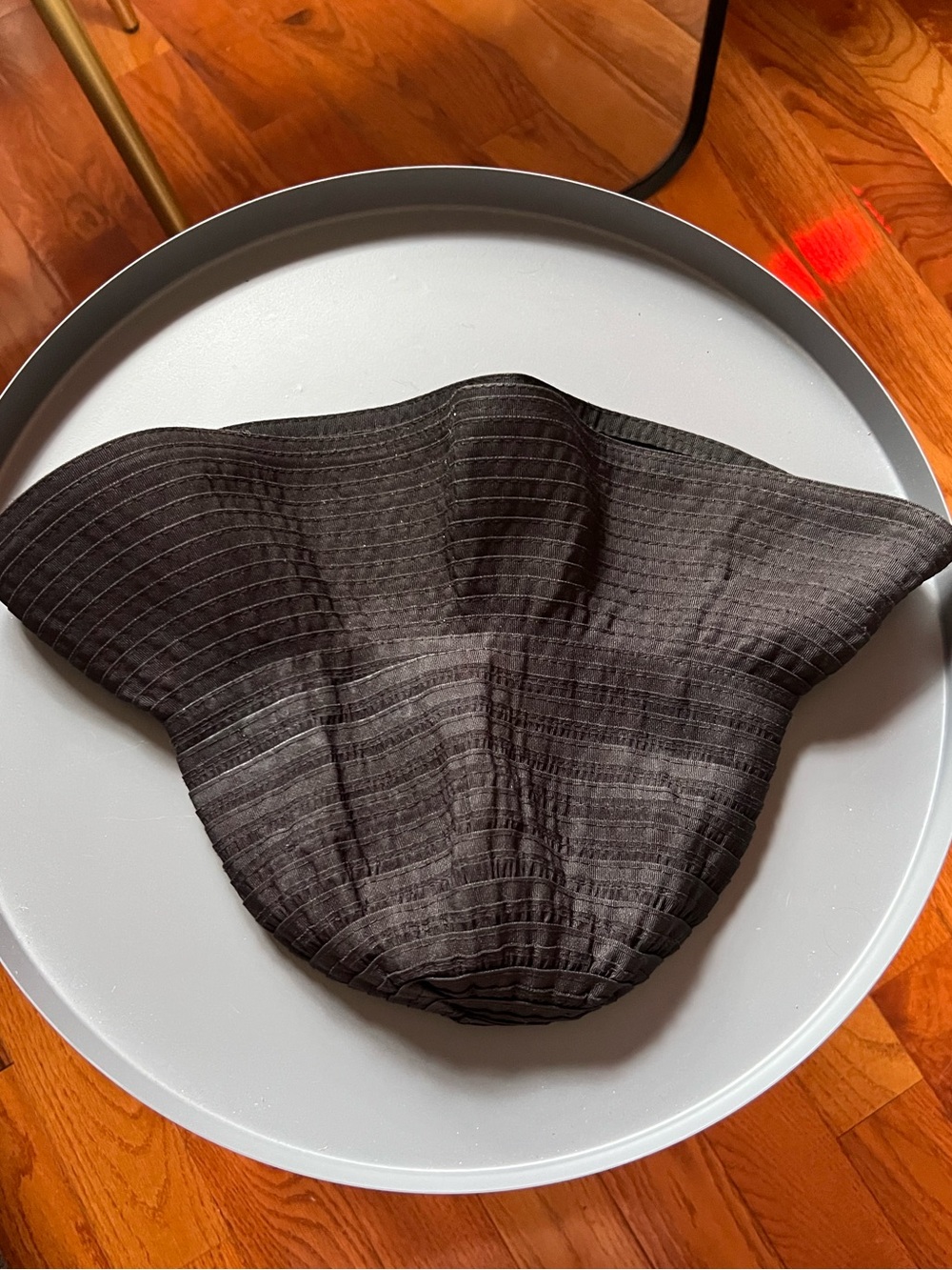 Wide-Brim Black Textured Sun Hat